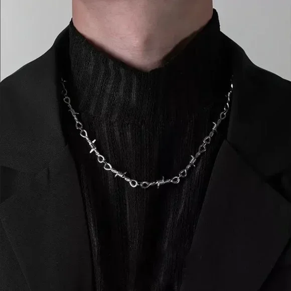 20" Womens 18K White Gold Barbed Wire Chain Necklace Silver Jewelry 18 Karat NEW - Picture 3 of 12